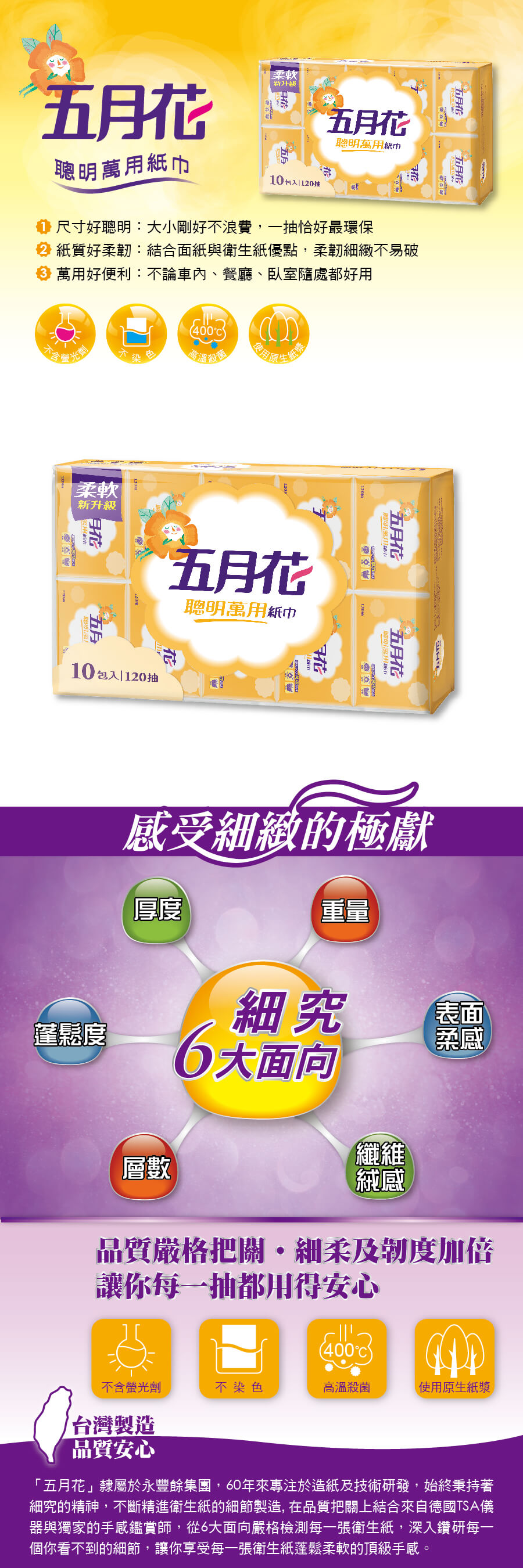 五月花聰明萬用紙巾(120抽x10包x6袋/箱)