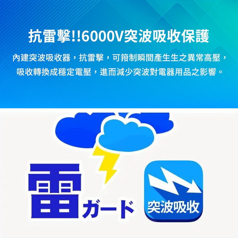 保護傘6切6座3P延長線（PU-3665）